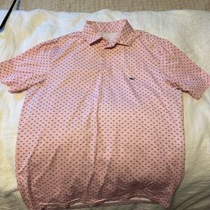 Vineyard Vines Pink Polo with Navy Pattern